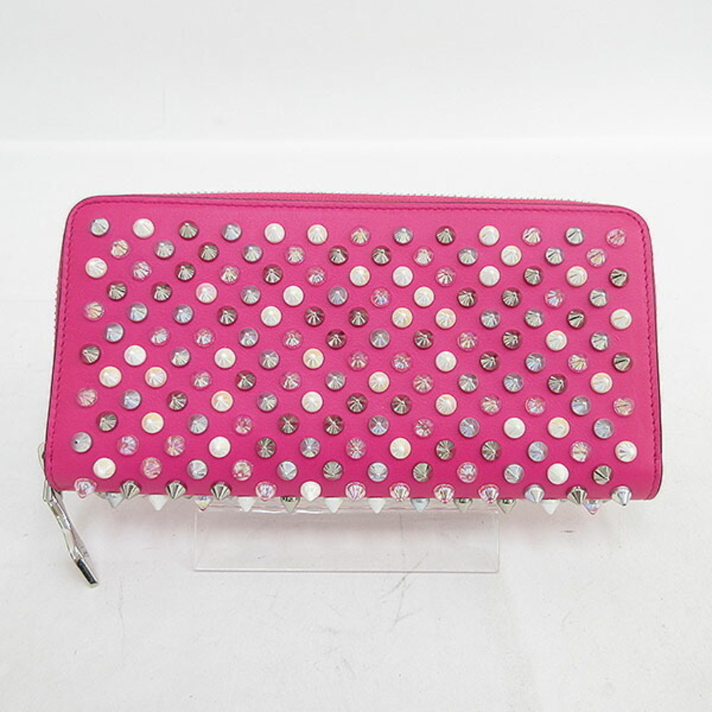 Christian Louboutin Spike Stud Panettone Zip Long Wallet Pink